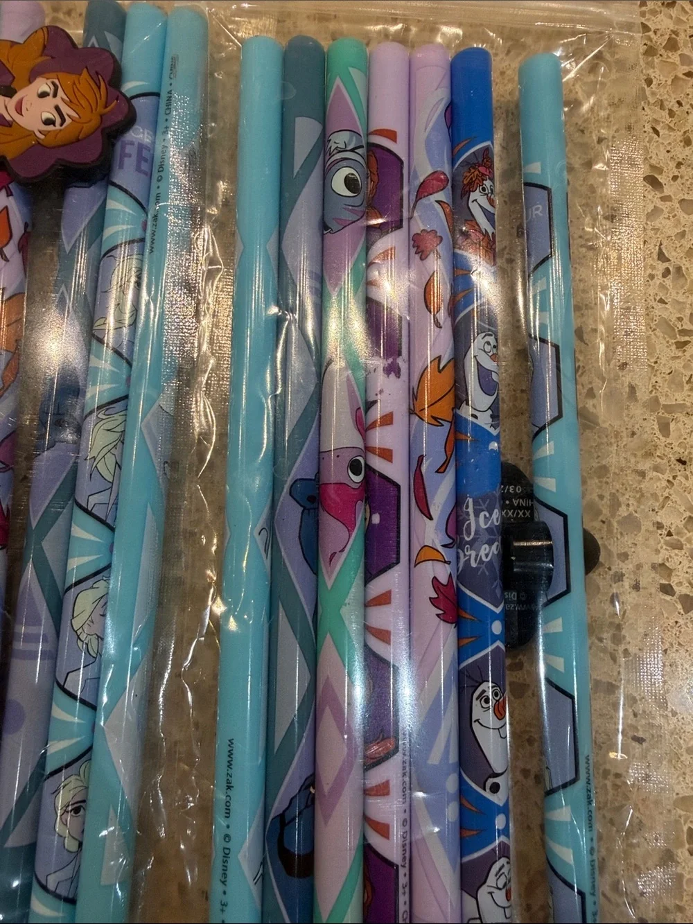 Kids' Frozen Character Party Straws - Blue, Purple & Teal